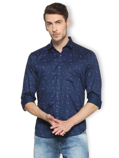 blue cotton casual shirt - 15417092 - Standard Image - 1