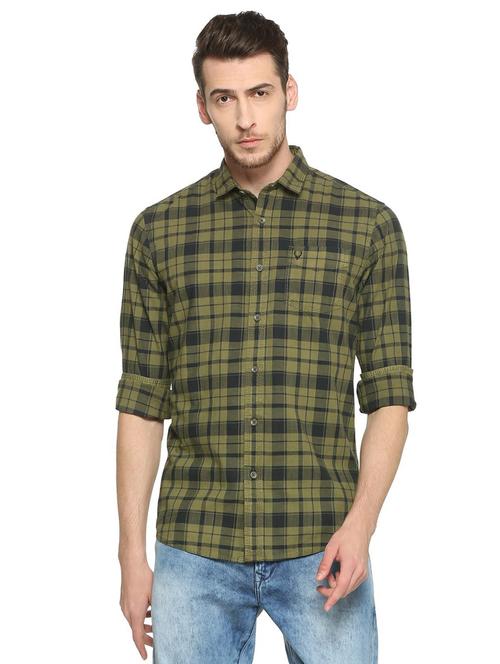 green cotton casual shirt - 15417097 - Standard Image - 1