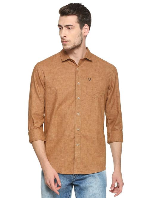 brown cotton blend casual shirt - 15417098 - Standard Image - 1