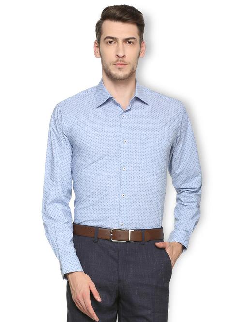 blue cotton blend formal shirt - 15417101 - Standard Image - 1