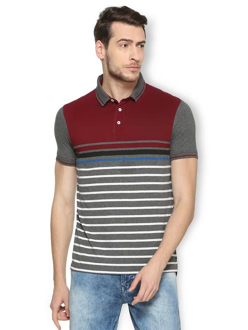 grey cotton blend polo t-shirt - 15417217 - Standard Image - 1