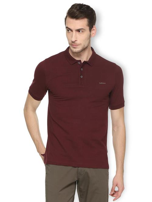maroon cotton blend polo t-shirt - 15417230 - Standard Image - 1