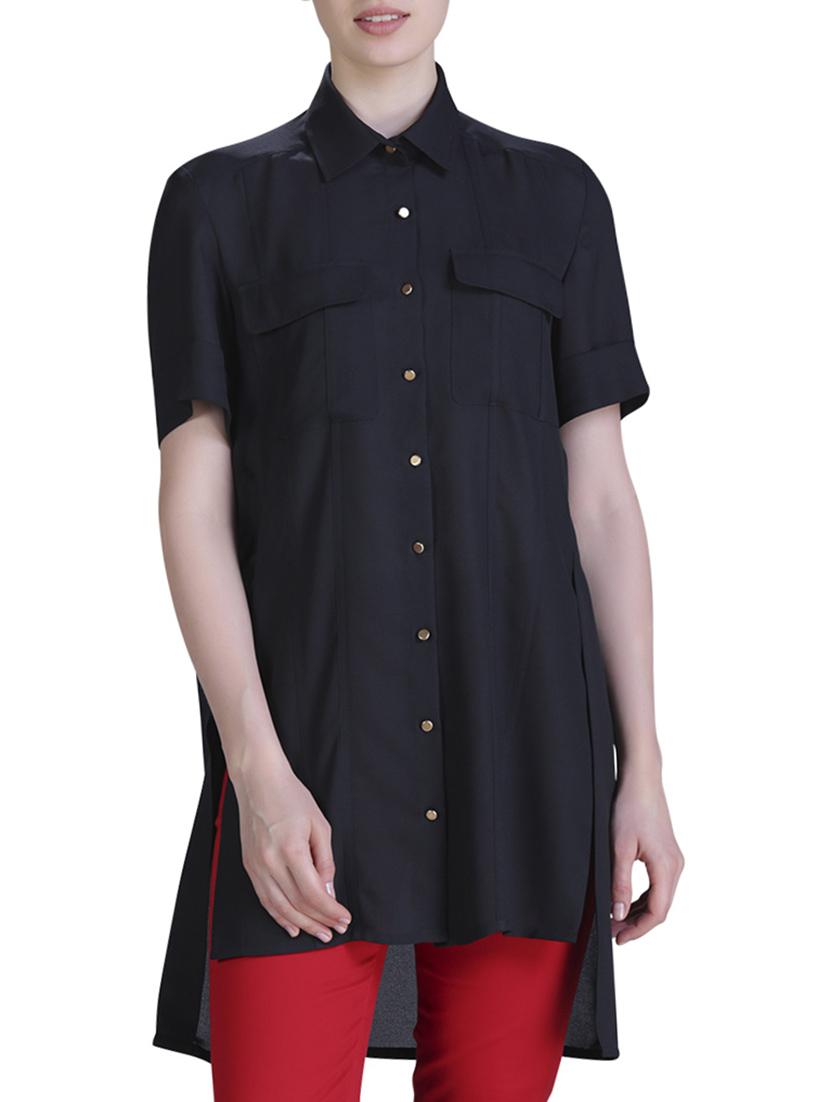 black polyester shirt tunic - 15417276 - Zoom Image - 1