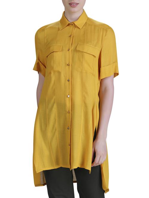 button down high low tunic - 15417277 - Standard Image - 1