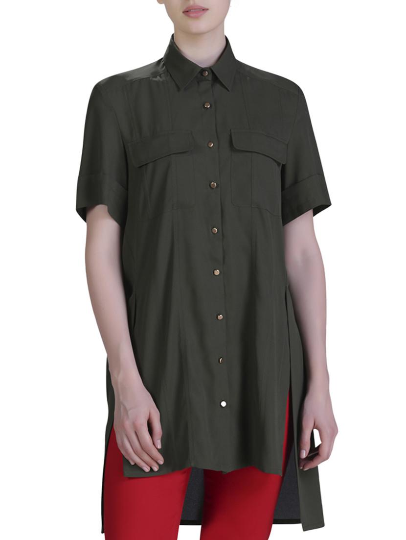 button down high low tunic - 15417278 - Zoom Image - 1