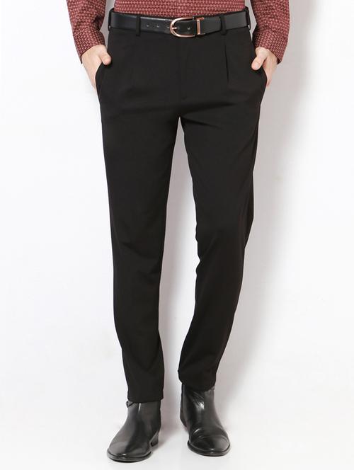 black terry rayon pleated formal trouser - 15417342 - Standard Image - 1