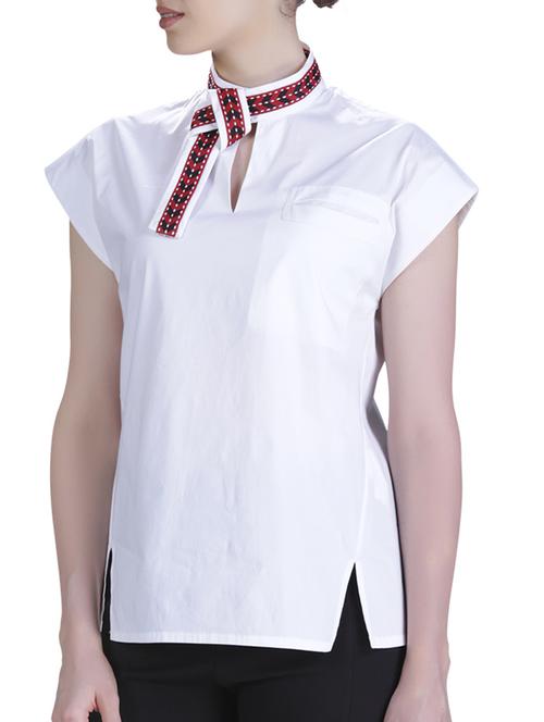 cap sleeve knotted neck top - 15417373 - Standard Image - 1