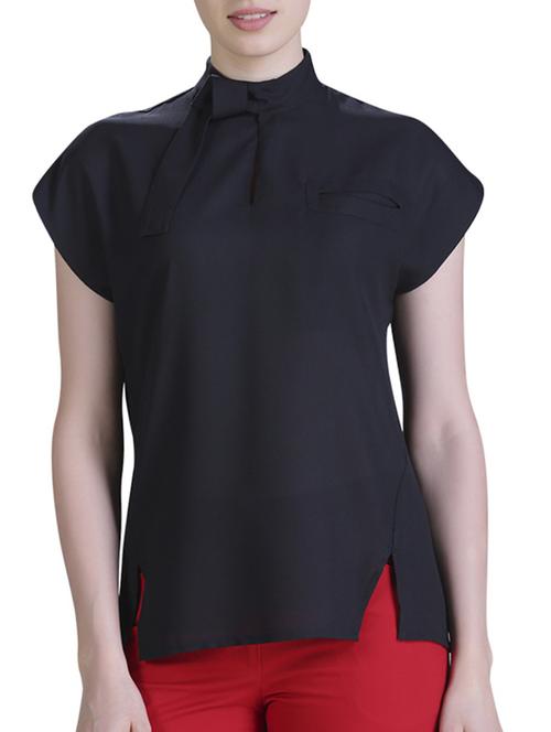 cap sleeve knotted neck top - 15417374 - Standard Image - 1