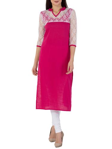 straight net yoke kurta - 15417436 - Very Small Image - 1