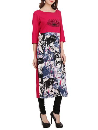 pink straight kurta - 15417438 - Very Small Image - 1