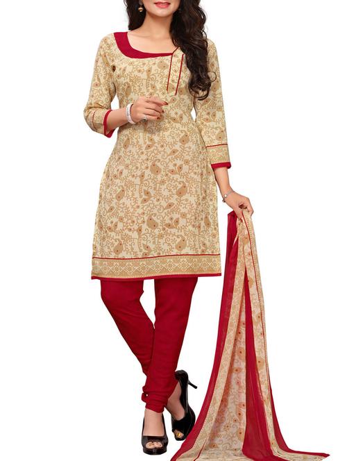 Printed unstitched churidaar suit - 15417444 - Very Small Image - 1
