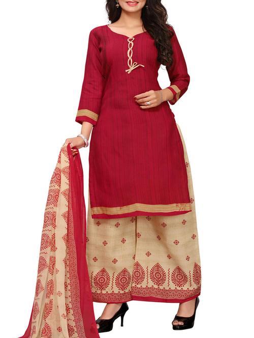 Printed unstitched palazzo suit - 15417446 - Standard Image - 1