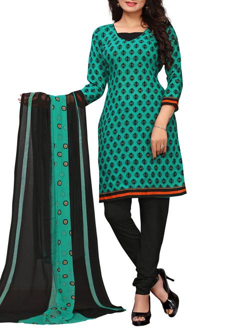 Printed unstitched churidaar suit - 15417447 - Standard Image - 1