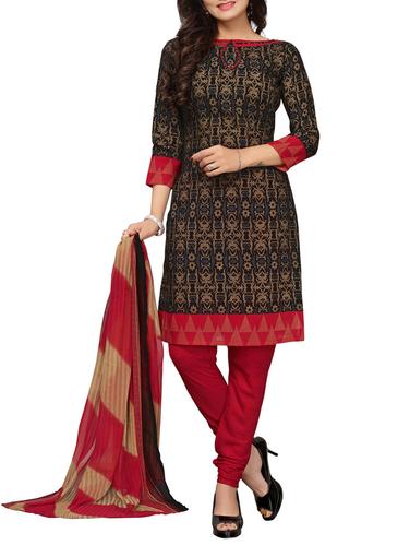 Printed unstitched churidaar suit - 15417448 - Very Small Image - 1