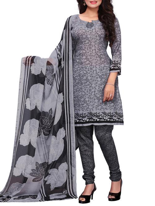 Printed unstitched churidaar suit - 15417451 - Very Small Image - 1