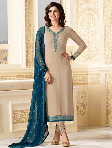 embroidered semi-stitched churidar suit - 15417482 - Very Small Image - 1