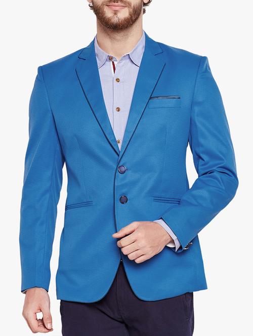 blue cotton blend casual blazer - 15417701 - Standard Image - 1