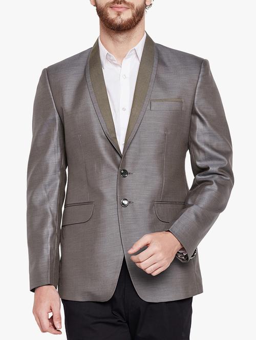 brown cotton blend casual blazer - 15417702 - Standard Image - 1