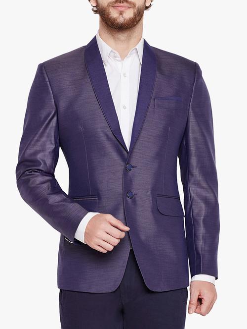 purple cotton blend casual blazer - 15417709 - Standard Image - 1