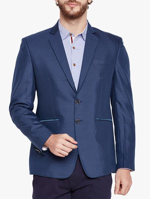 blue cotton blend casual blazer - 15417718 - Standard Image - 1