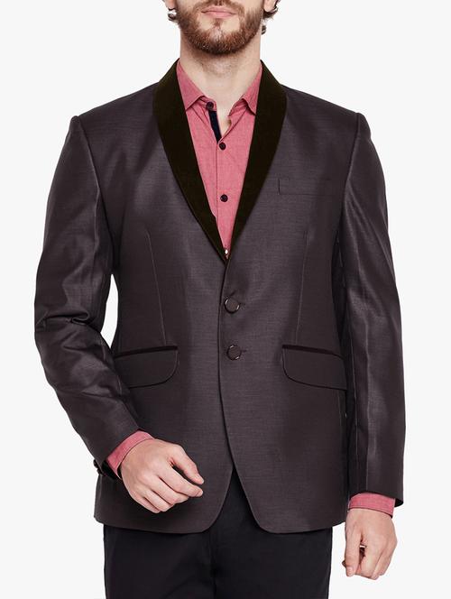 brown cotton blend casual blazer - 15417719 - Standard Image - 1