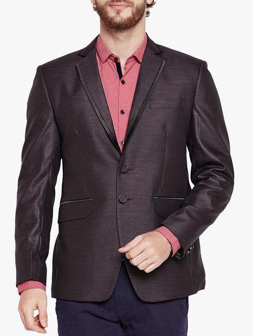 maroon cotton blend casual blazer - 15417720 - Standard Image - 1