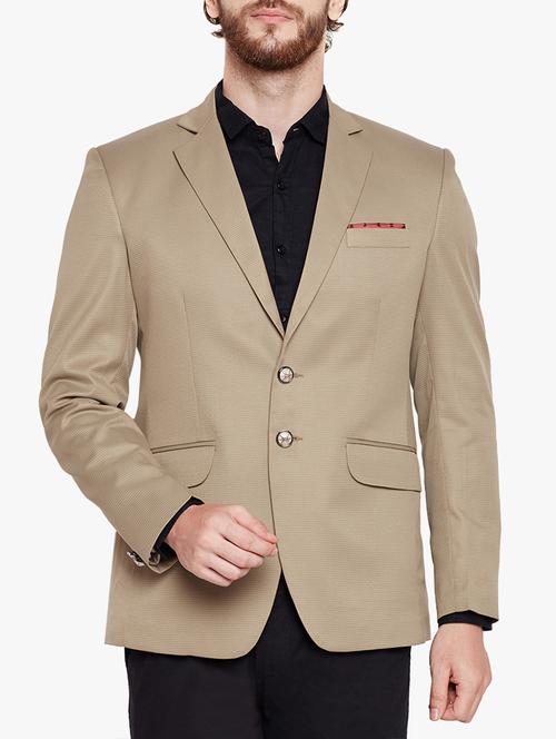 beige cotton blend casual blazer - 15417722 - Standard Image - 1