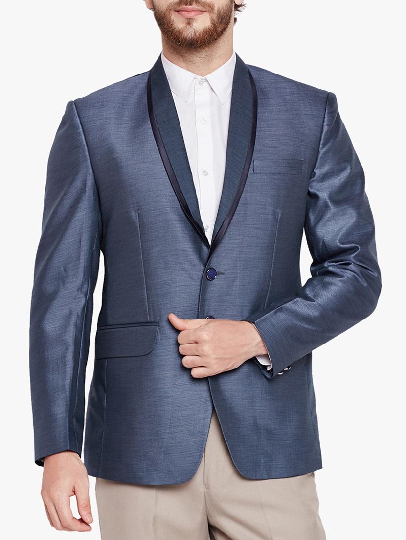 blue cotton blend casual blazer - 15417723 - Zoom Image - 1