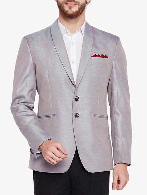 grey cotton blend casual blazer - 15417724 - Standard Image - 1