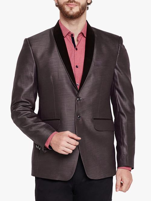 brown cotton blend casual blazer - 15417729 - Standard Image - 1