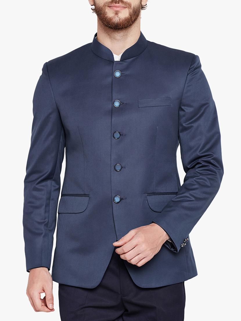 navy blue cotton blend casual blazer - 15417743 - Zoom Image - 1