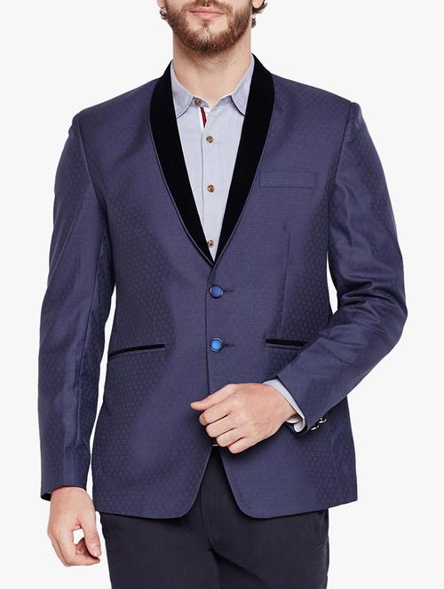 navy blue cotton blend casual blazer - 15417745 - Standard Image - 1