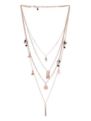 gold metal long necklace - 15418023 - Standard Image - 2