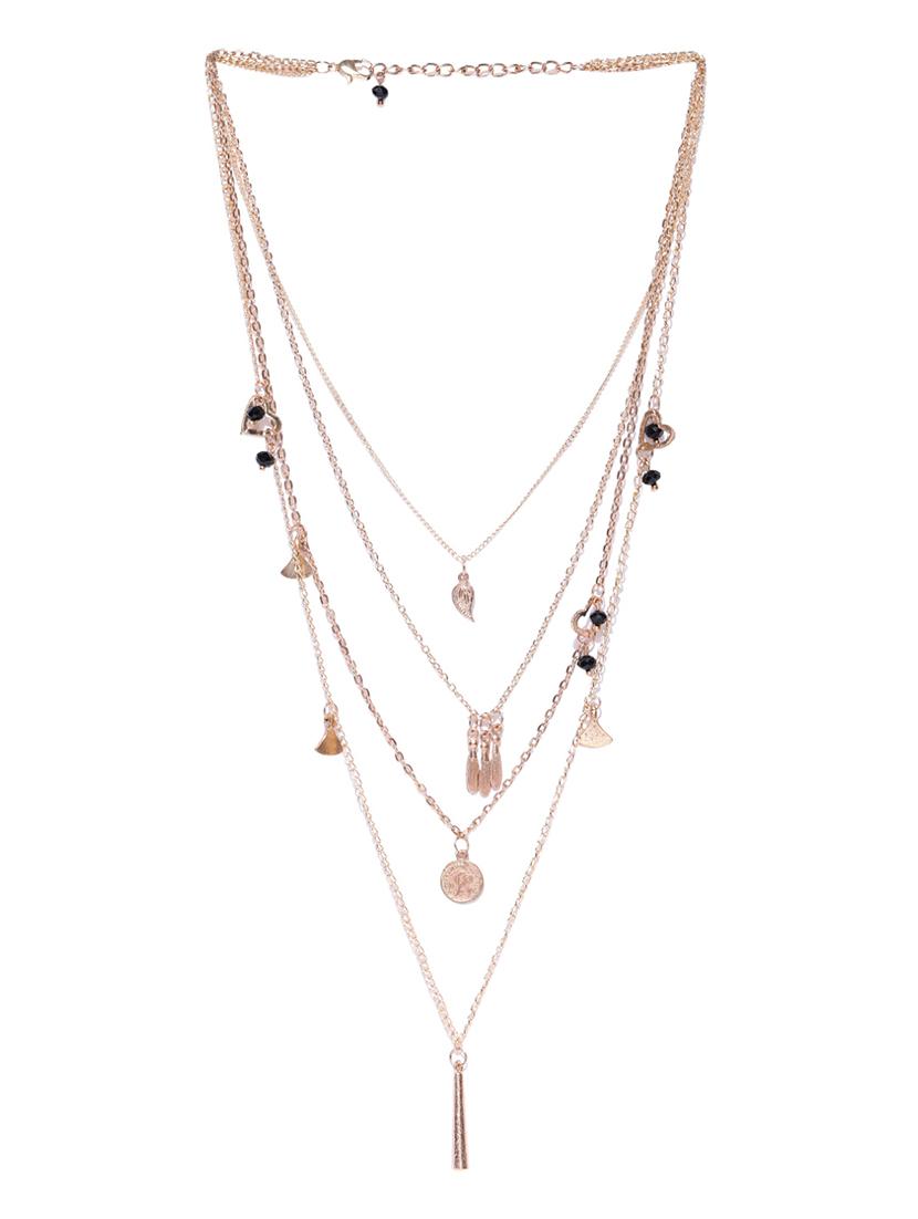 gold metal long necklace - 15418023 - Zoom Image - 2