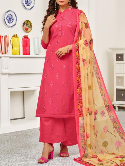 embroidered unstitched palazzo suits - 15418042 - Standard Image - 1