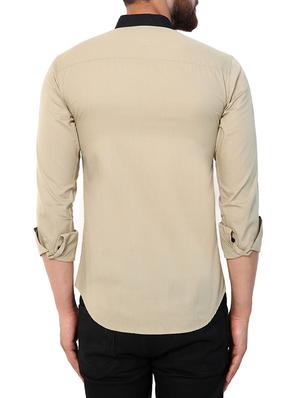 beige cotton casual shirt - 15418121 - Standard Image - 3