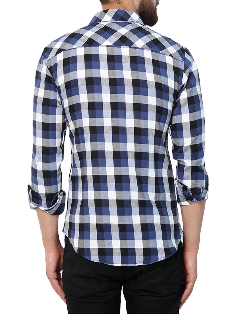 blue checkered casual shirt - 15418124 - Zoom Image - 3