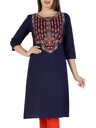 straight embroidered kurta - 15418140 - Very Small Image - 1