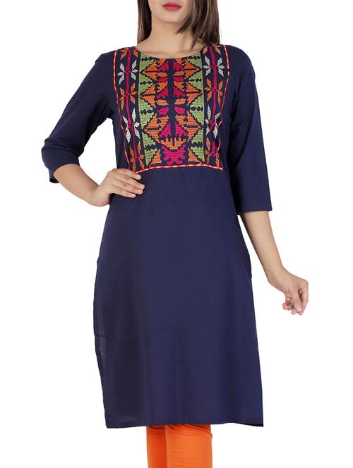 straight Embroidered kurta - 15418145 - Standard Image - 1