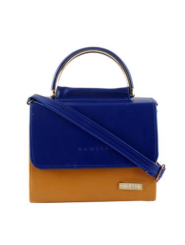 blue leatherette (pu) regular sling bag - 15418172 - Very Small Image - 1