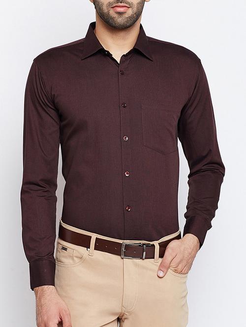 brown cotton formal shirt - 15418219 - Standard Image - 1