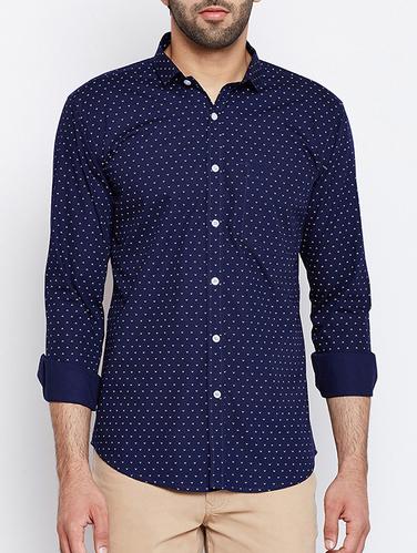blue cotton casual shirt - 15418221 - Very Small Image - 1