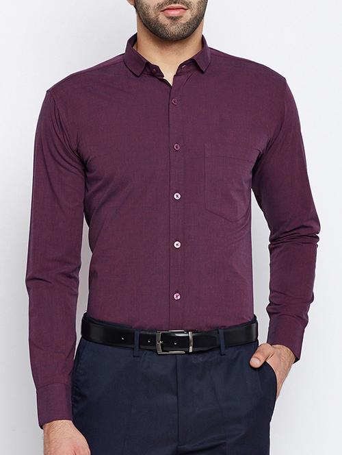 purple cotton formal shirt - 15418222 - Standard Image - 1