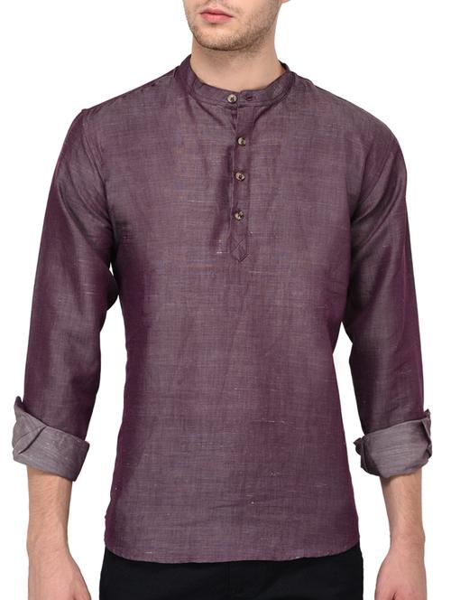 purple cotton short kurta - 15418271 - Very Small Image - 1