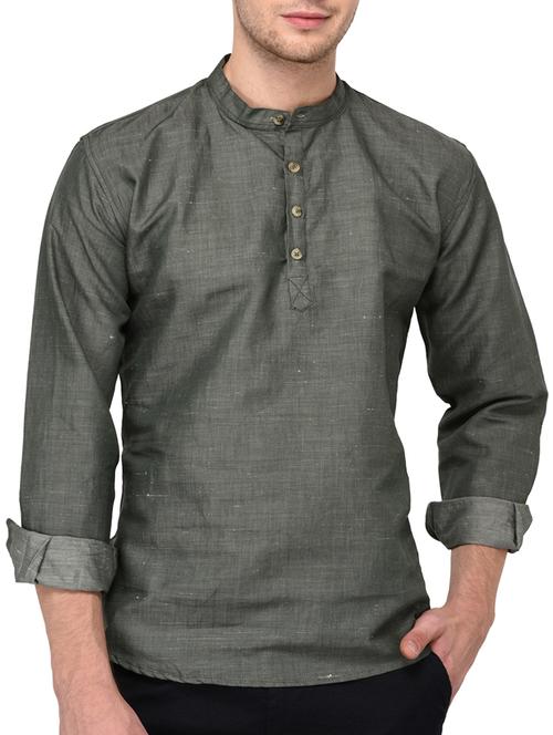 green cotton short kurta - 15418272 - Very Small Image - 1