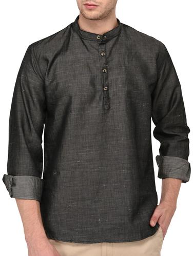 black cotton short kurta - 15418273 - Very Small Image - 1