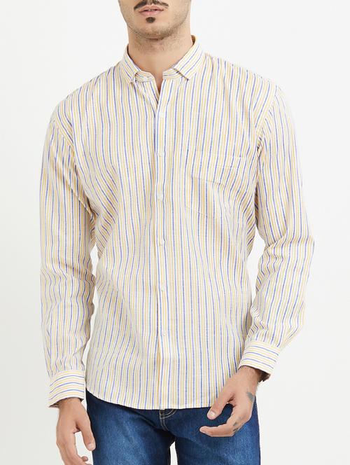 yellow cotton blend casual shirt - 15418300 - Standard Image - 1