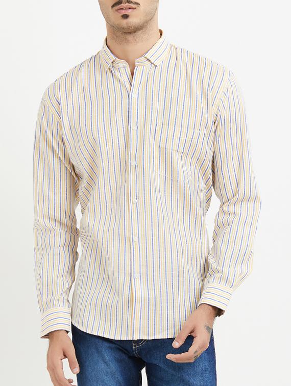 yellow cotton blend casual shirt - 15418300 - Zoom Image - 1