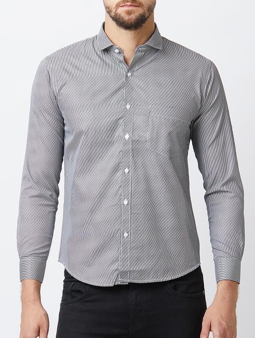 grey cotton blend casual shirt - 15418313 - Very Small Image - 1