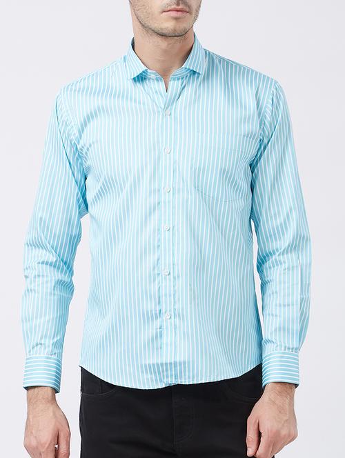 blue cotton blend casual shirt - 15418320 - Very Small Image - 1